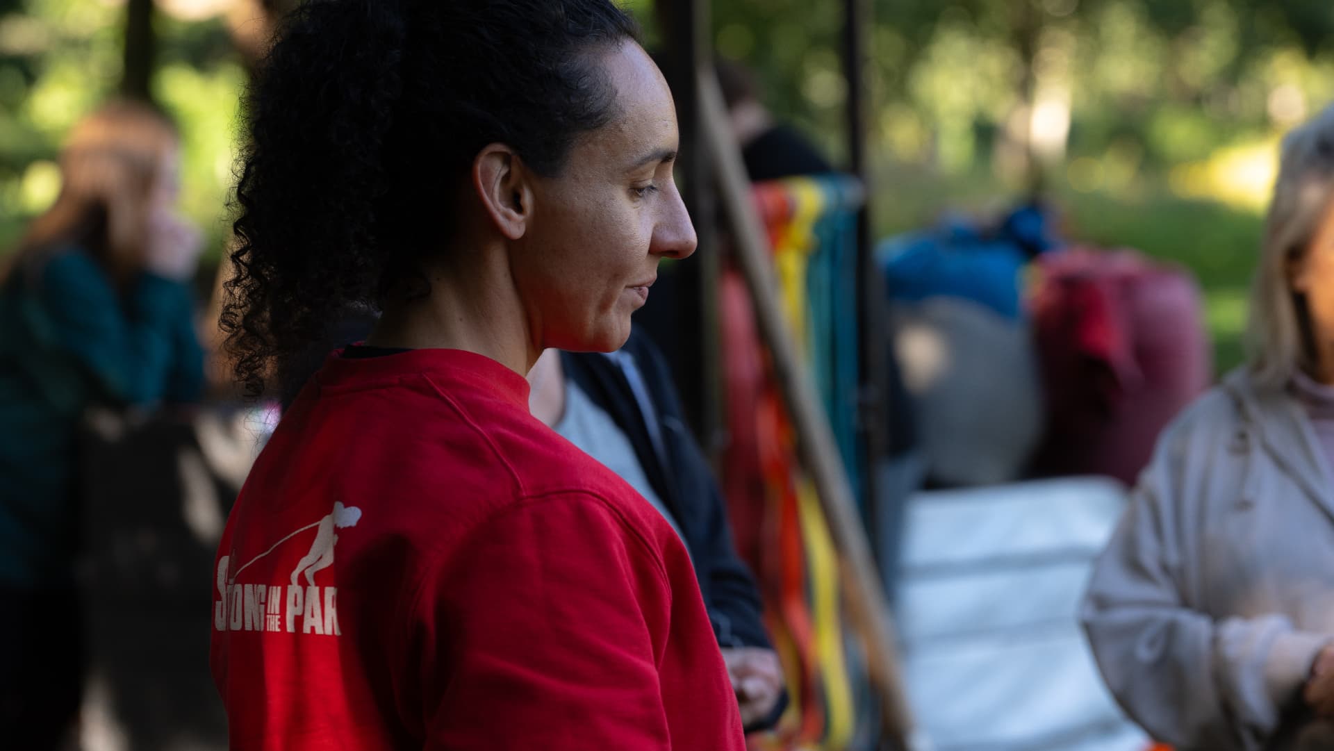 A Strong in the Park member during an outdoor session
